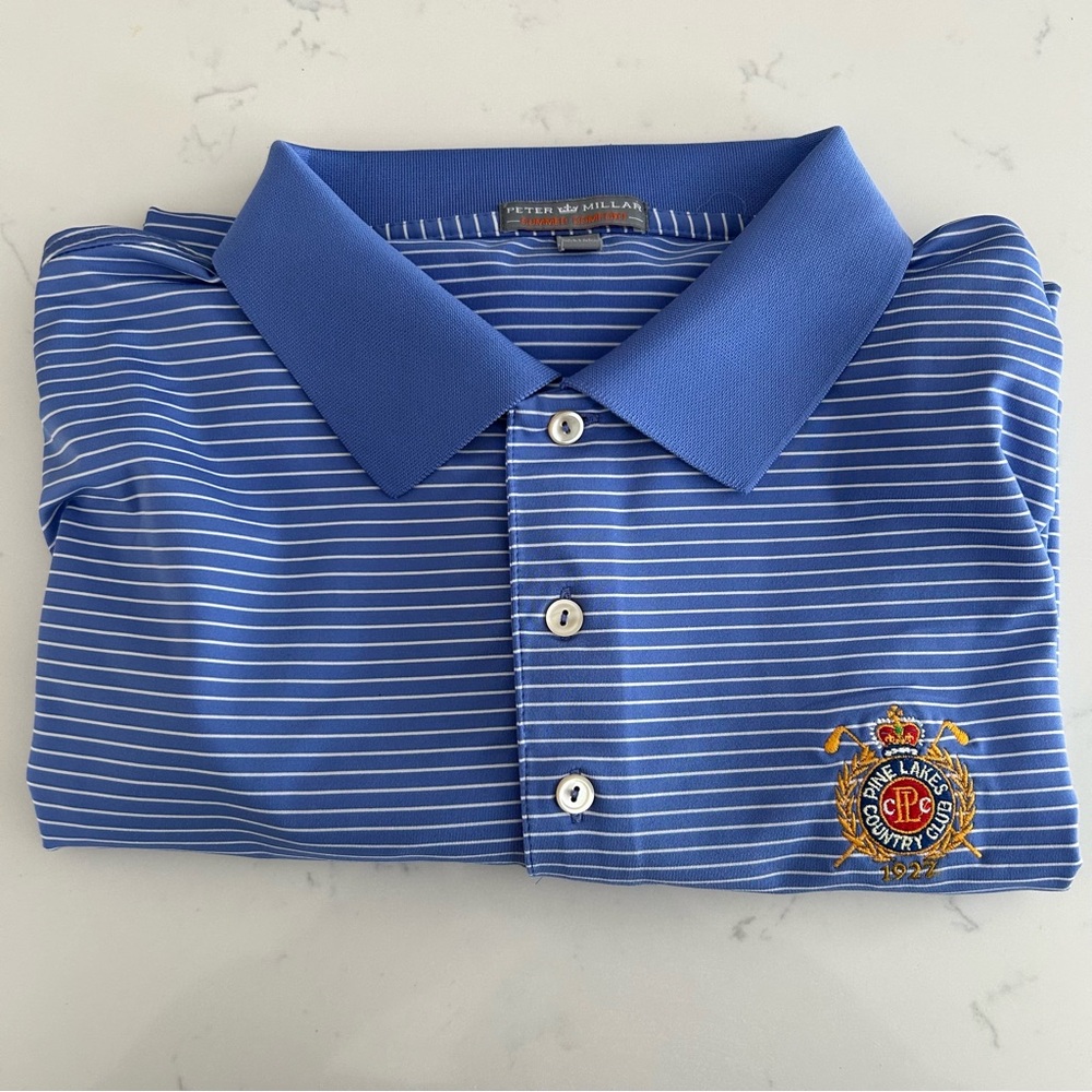 Peter Millar Golf Polo Men’s 2XL Blue Summer Comfort Pine Lakes Country Club